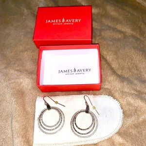 James Avery 3 Hammered Circle Hook Earrings